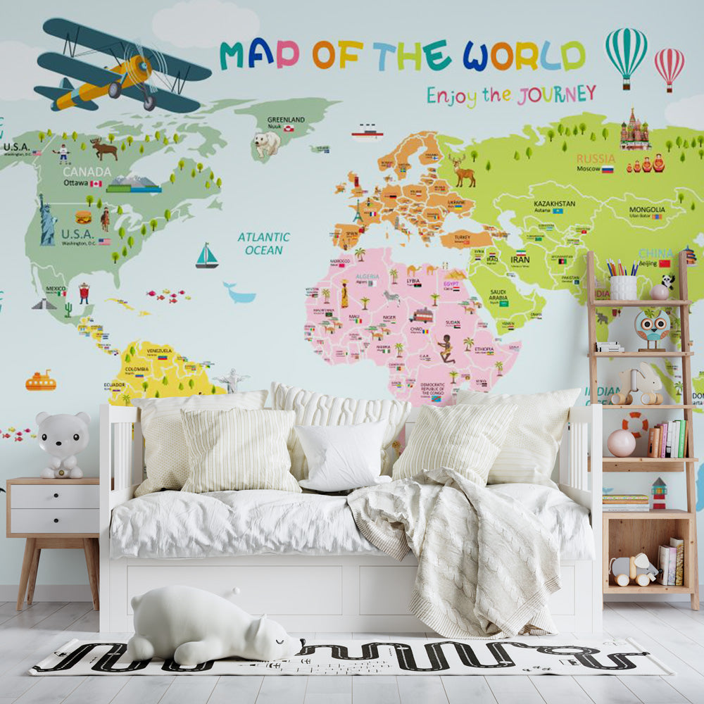 Papier peint chambre enfant  Carte du monde – LePapierPeint