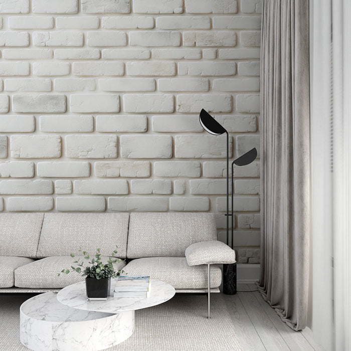 Papier peint imitation brique | Mur de briques blanches avec joint blanc