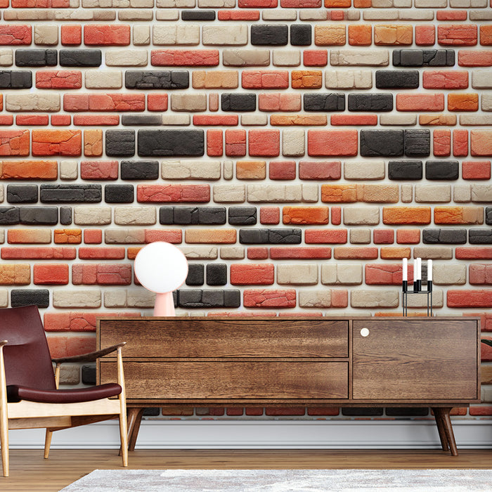 Papier peint imitation brique | Mur de briques parfaites et colorées