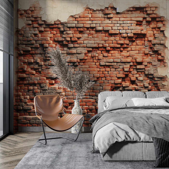 Papier peint imitation briquette | Mur de briques rouges imparfait