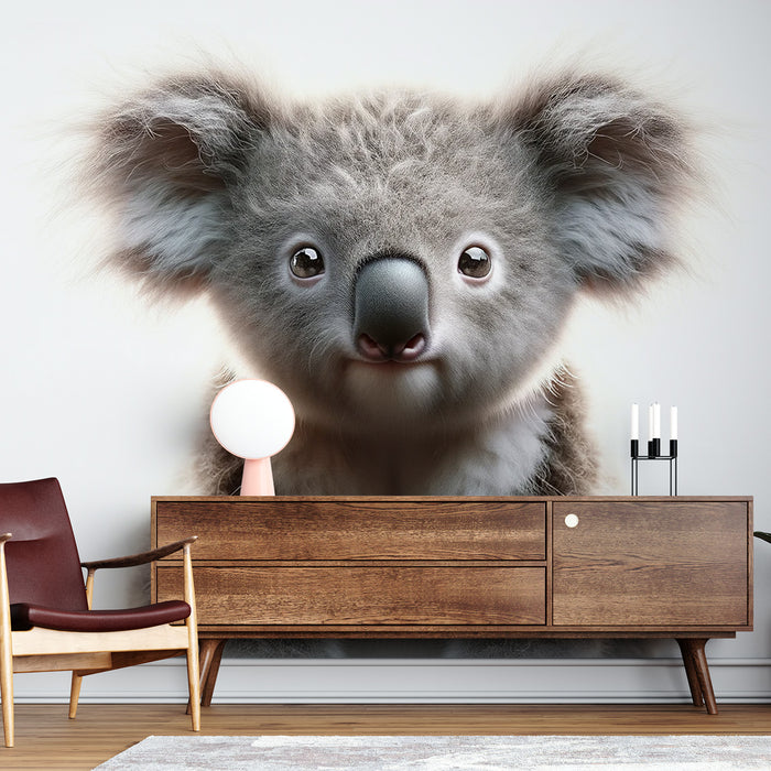 Papier peint koala | Réaliste sur fond blanc
