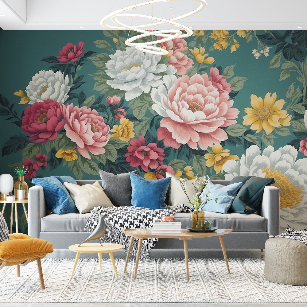 Grandes fleurs en papier pour décoration murale