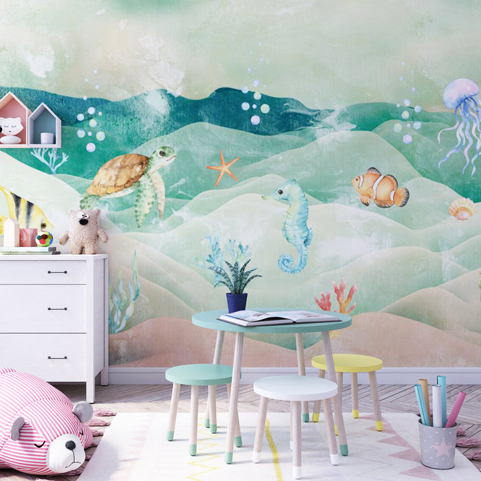 Papier peint chambre bébé | Poissons et fond marin