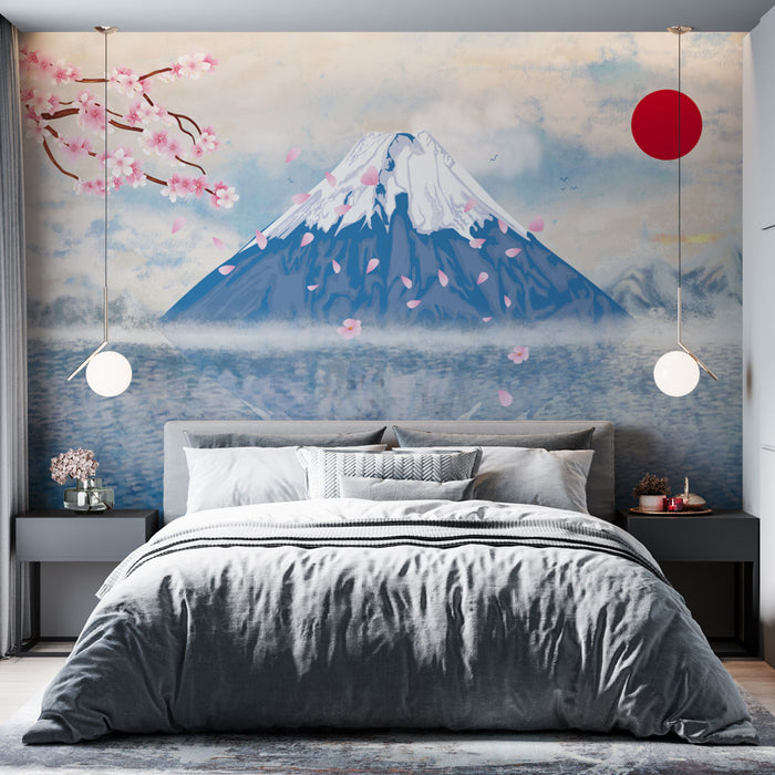 Papier peint japonais | Mont Fuji et Cerisier Fleuri