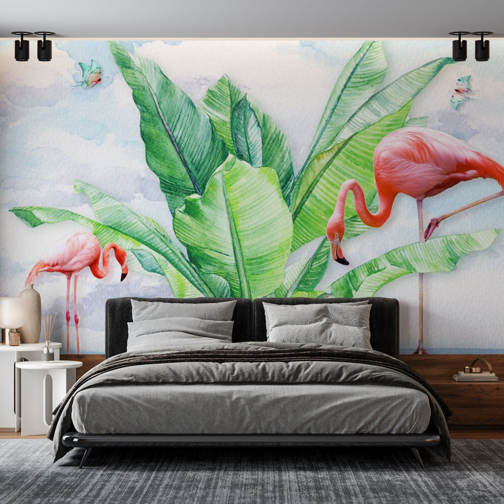 Papier peint tropical  Arche coloré avec Flamants Roses – LePapierPeint