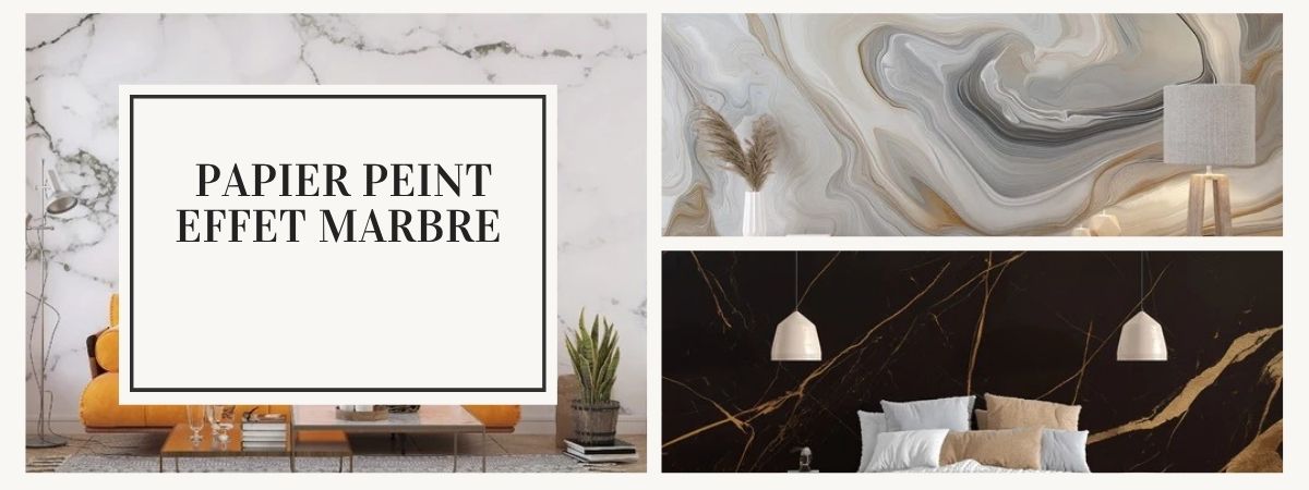 papier peint effet marbre interieur chic
