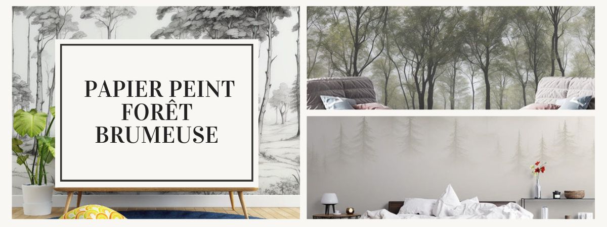papier peint forêt brumeuse chambre