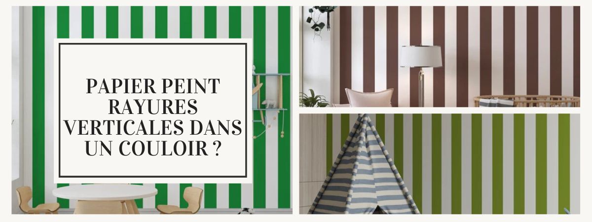 papier peint rayures verticales dans un couloir