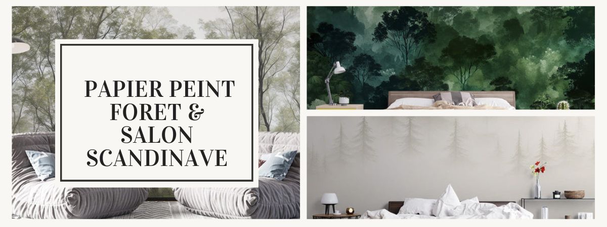 salon scandinave papier peint foret