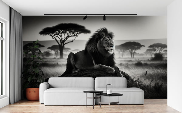 Papier peint savane noir et blanc