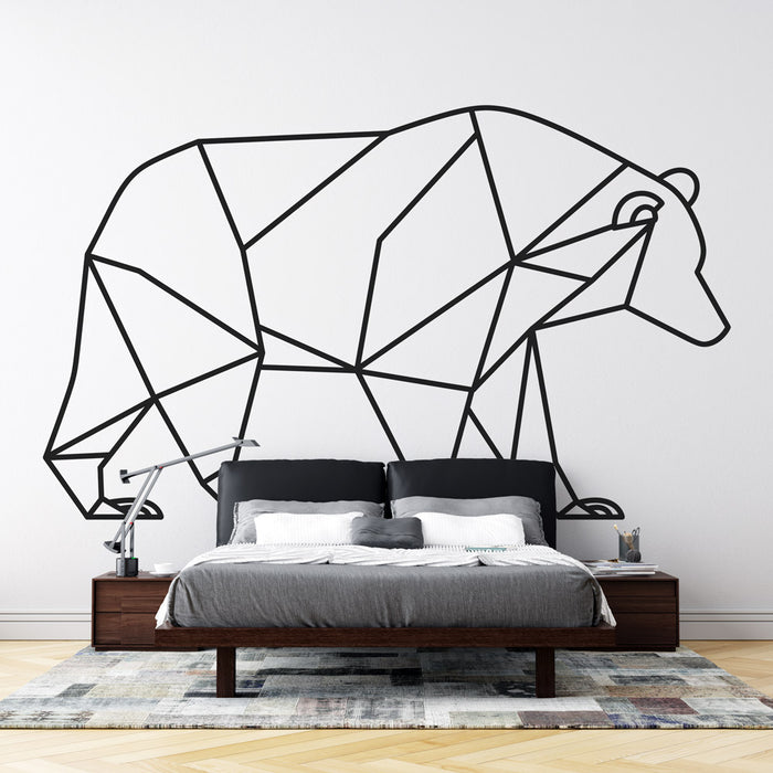 Papier peint géométrique animal | Ours blanc