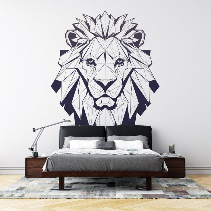 Papier peint géométrique animal | Tête de lion