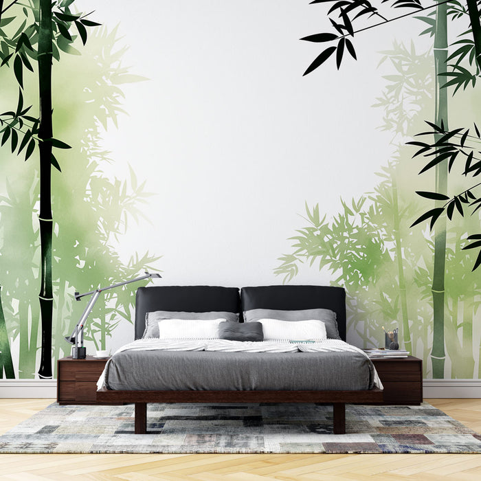 Papier peint tête de lit | Chemin de bambous