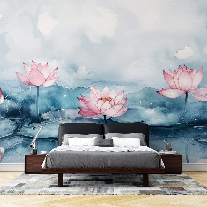 Papier peint zen | Lotus roses
