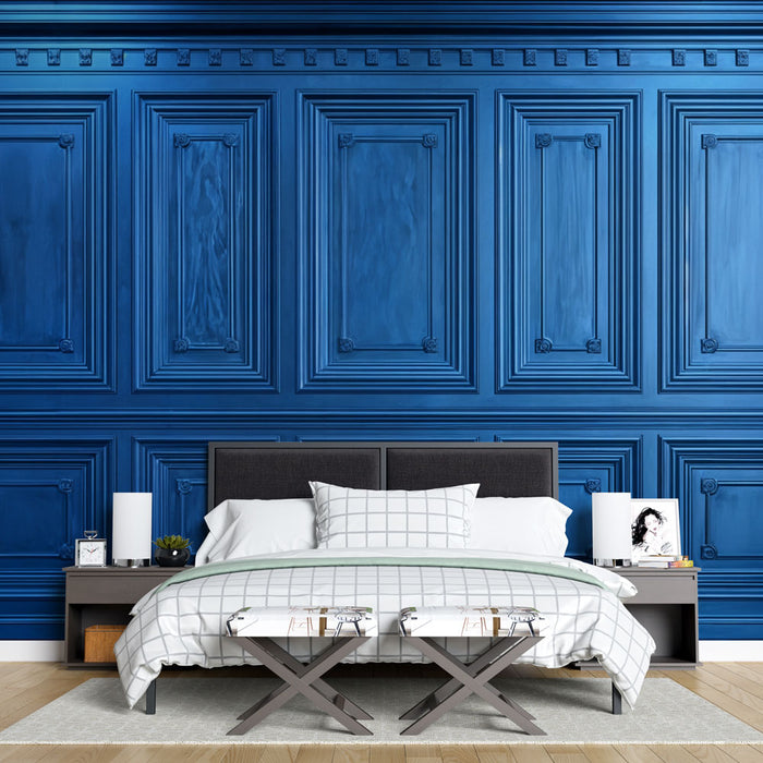 Papier peint boiseries | Bleu classique et élégant