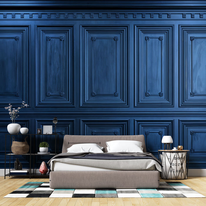 Papier peint boiserie bleue | Élégance Classique