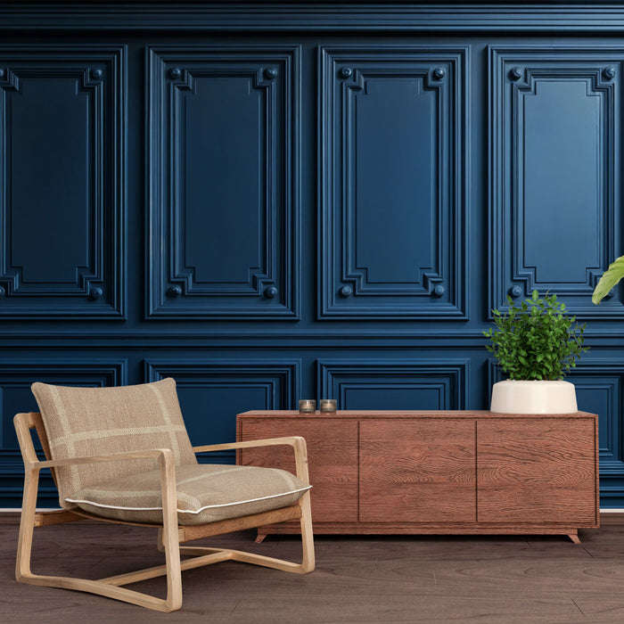 Papier peint boiserie bleu | Élégance classique