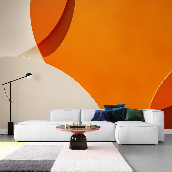 Papier peint contemporain | Orange minimaliste