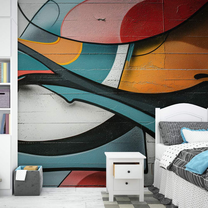 Papier peint chambre ado | Graffitis duel des couleurs