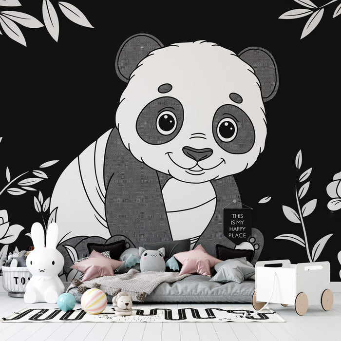 Papier peint coloriage | Panda en noir et blanc