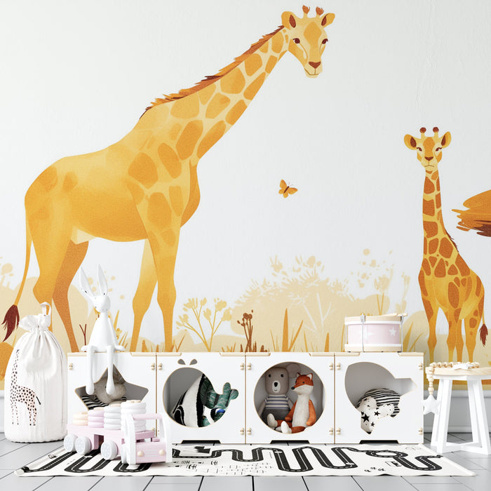 Papier peint savane | Girafes