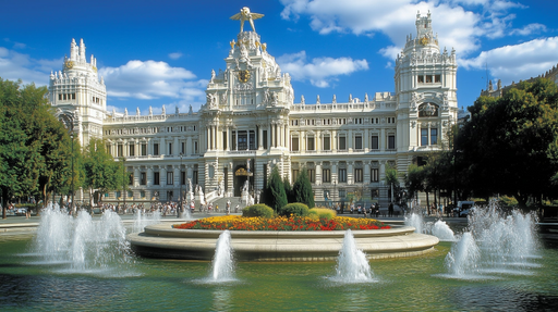 Papier peint architecture classique Palais et fontaine majestueux