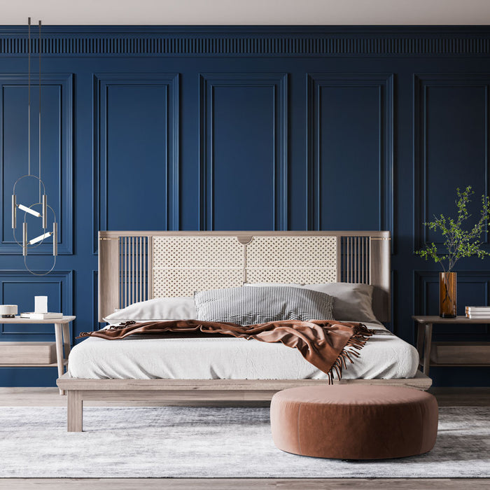Papier peint lambris classique | Panneaux bleus élégants