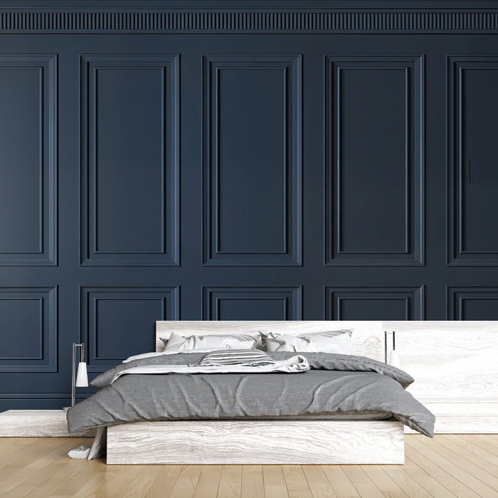 Papier peint moulure | Élégance Classique Bleu Nuit