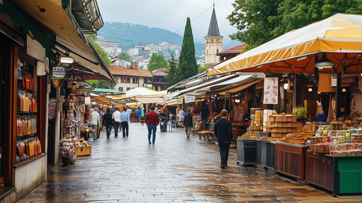 Papier peint marché urbain Scène vivante de rue