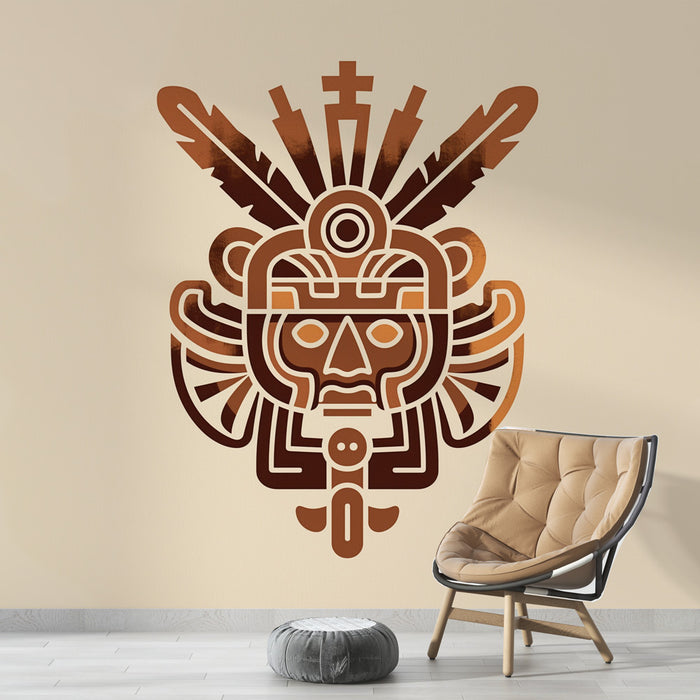 Papier peint ethnique aztèque | Symbole du dieu Tlaloc