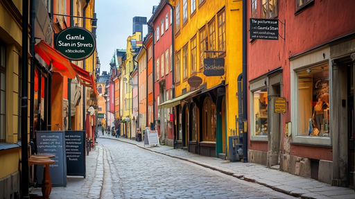 Papier peint Ville colorée Rue pittoresque de Gamla Stan