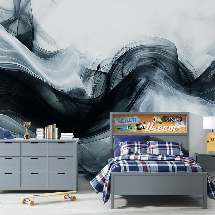 Papier peint chambre ado | Fumée blanche grise noire