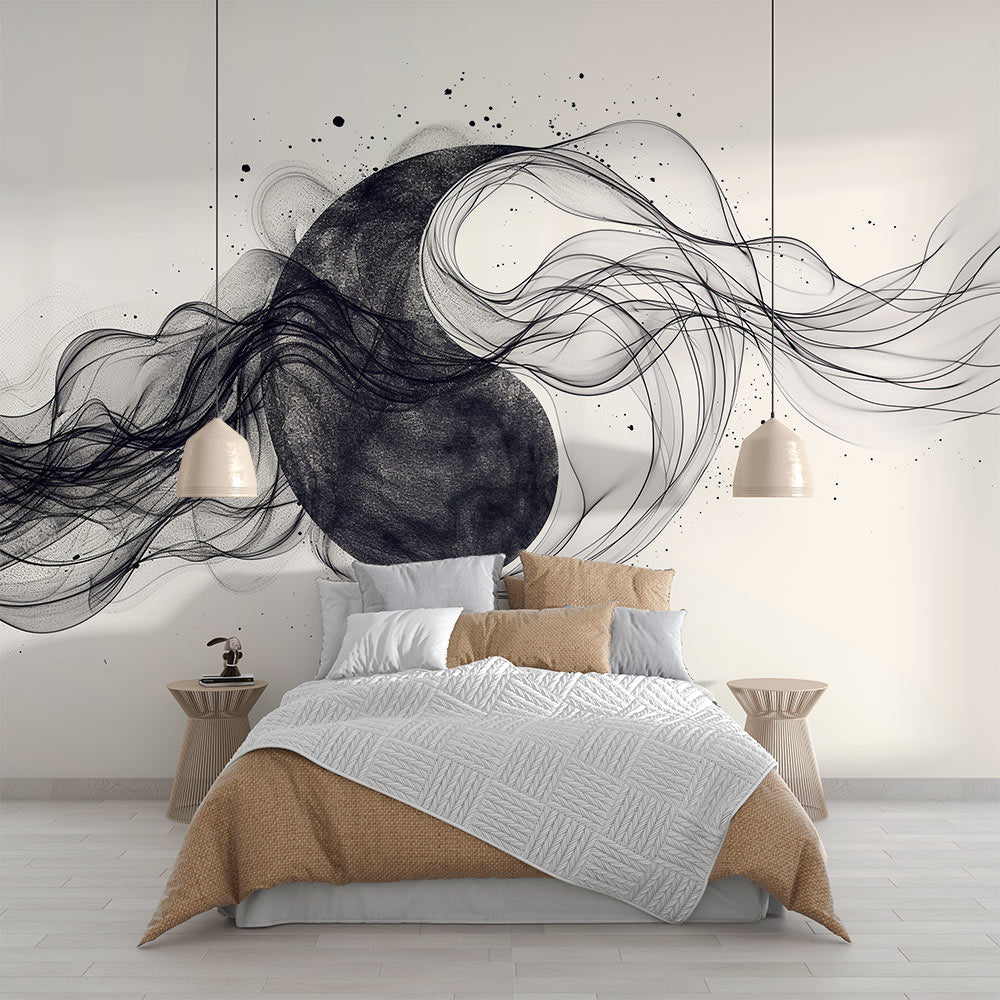 Papier peint zen | Yin et yang en fumée — LePapierPeint