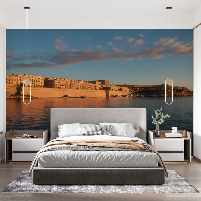 Papier peint bord de mer | Vue panoramique au coucher du soleil