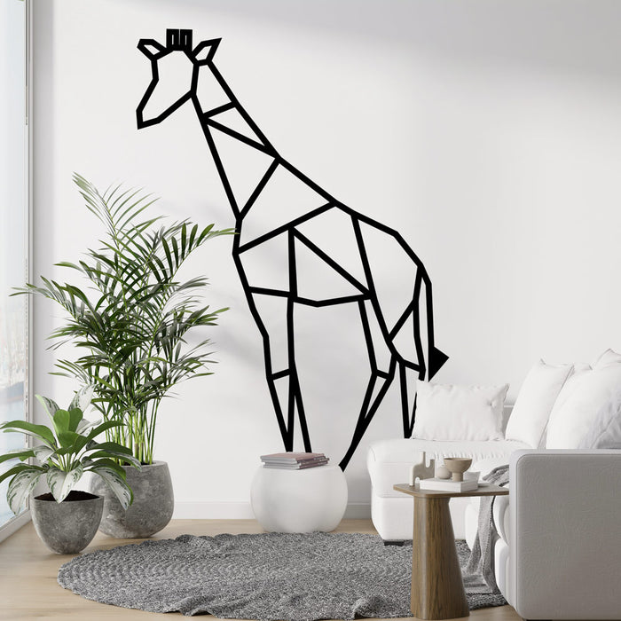 Papier peint géométrique animal | Girafe noir et blanc