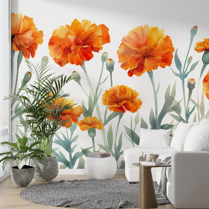 Papier peint fleurs | Champ de marigolds