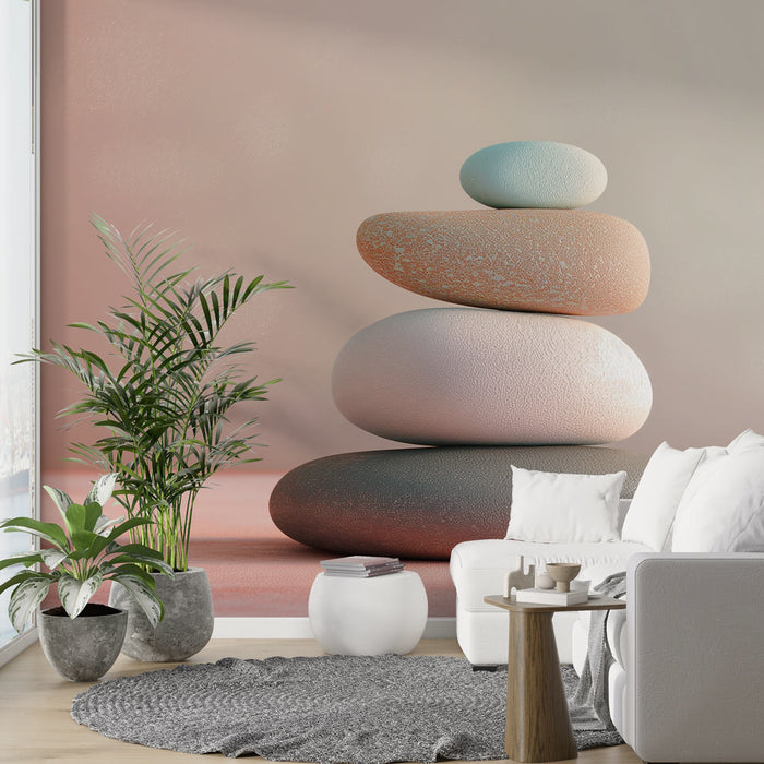 Papier peint zen | Cairn de pierres en pastel
