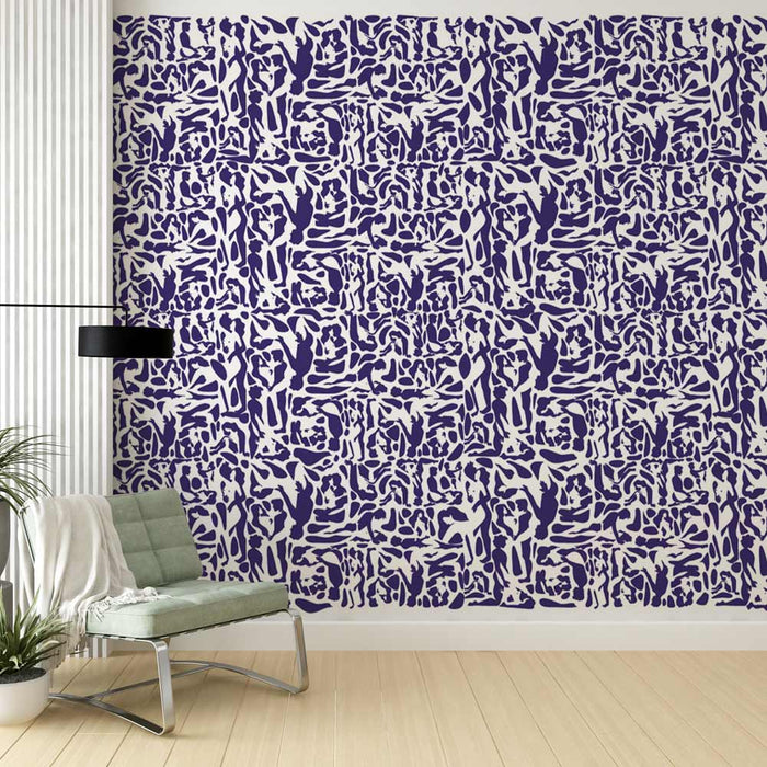 Papier peint graphique | Motif abstrait violet sur fond blanc