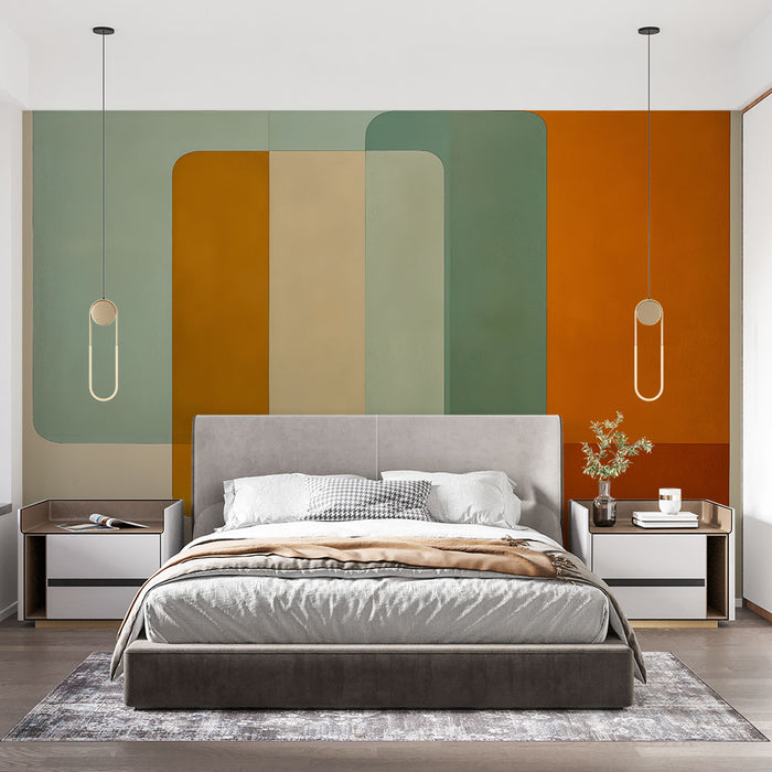 Papier peint géométrique | Orange et Vert