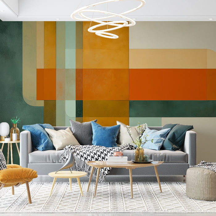 Papier peint géométrique moderne | Multicolore et Audacieux