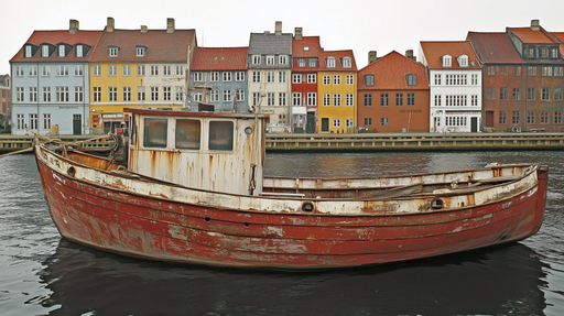 Papier peint bateau rustique Scène pittoresque en bord de mer