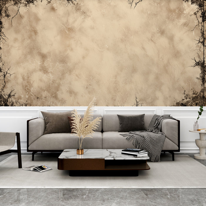 Papier peint vintage | Effet parchemin avec bordure organique