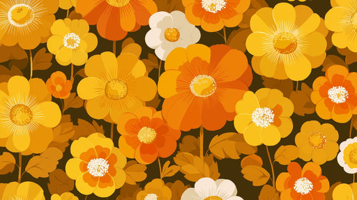 Papier peint floral Design rétro multicolore