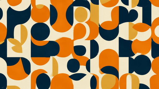Papier peint géométrique Motifs modernes orange et bleu marine