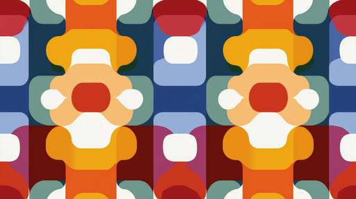 Papier peint géométrique Motif rétro multicolore