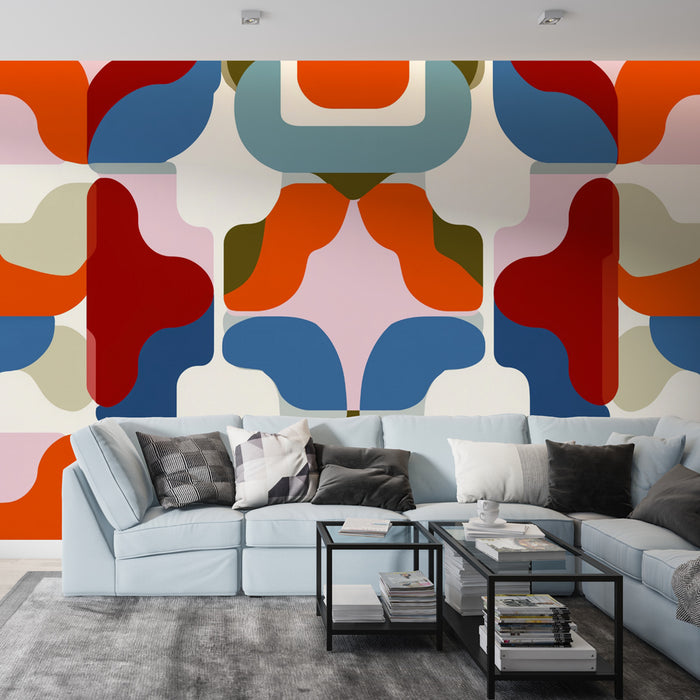 Papier peint rétro | Motifs géométriques colorés
