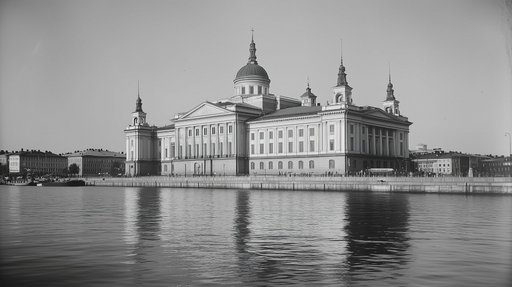 Papier peint architecture classique Édifice au bord de l'eau