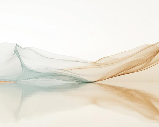 Papier peint abstrait poétique montrant des motifs de dunes de sable en teintes de beige, crème et aqua, créant une ambiance sereine et minimaliste, Meilleures ventes, Papier peint chambre adulte, Papier peint abstrait, Papier peint dune, Papier peint salon, Papier peint salle de bain, Papier peint cuisine, LePapierPeint