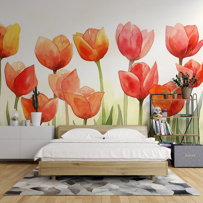 Papier peint fleurs | Champ de tulipes