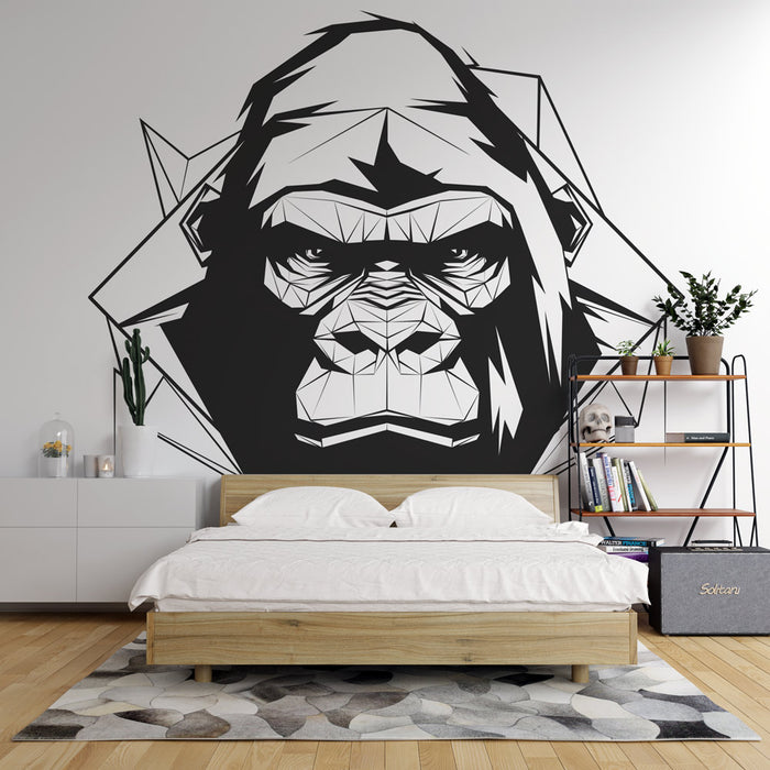 Papier peint géométrique animal | Kong en noir et blanc